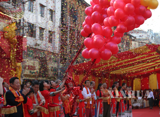 ၂၀၂၀ တရုတ်ရိုးရာ နှစ်သစ်ကူးပွဲတော်အား ဖဲကြိုးဖြတ် ဖွင့်လှစ်စဉ်(ဆင်ဟွာ)