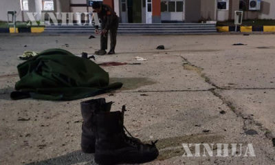 လစ်ဗျားနိုင်ငံ ထရီပိုလီမြို့ရှိ လေကြောင်းတိုက်ခိုက်ခံခဲ့ရသော စစ်အကယ်ဒမီကျောင်းအား တွေ့ရစဉ် (ဆင်ဟွာ)