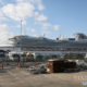 ဂျပန် နိုင်ငံ ယိုကိုဟားမား ဆိပ်ကမ်း၌ ဆိုက်ကပ်ထားသည့် Diamond Princess ခရီးသည်တင် သင်္ဘောအား တွေ့ရစဉ်(ဆင်ဟွာ)