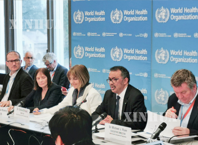 ကမ္ဘာ့ကျန်းမာရေးအဖွဲ့ချုပ်(WHO) သတင်းစာရှင်းလင်းပွဲကို ဆွစ်ဇာလန်နိုင်ငံ ဂျီနီဗာမြို့၌ ဖေဖော်ဝါရီ ၁၁ ရက်က ကျင်းပပြုလုပ်စဉ် (ဆင်ဟွာ)