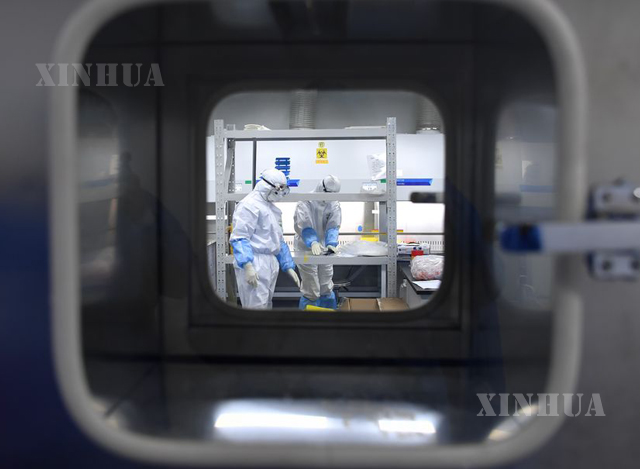 တရုတ်နိုင်ငံ ဝူဟန့်မြို့ရှိ နိုဗယ်လ်ကိုရိုနာဗိုင်းရပ်စ် စစ်ဆေးရှာဖွေသည့် ဓာတ်ခွဲခန်းတစ်ခုတွင် ဆေးဘက်ဝန်ထမ်းများ တာဝန်ထမ်းဆောင်နေစဉ်(ဆင်ဟွာ)