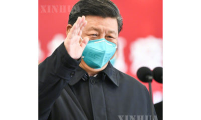တရုတ်နိုင်ငံ သမ္မတ ရှီကျင့်ဖိန် ဟူပေပြည်နယ်၊ ဝူဟန့်မြို့ ဟောဆန်ဆန်းဆေးရုံရှိ လူနာများ၊ ဆရာဝန်များနှင့် တွေ့ဆုံနေစဉ် (ဆင်ဟွာ)