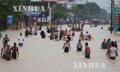 ၂၀၁၈ ခုနှစ်တွင် ပဲခူးမြို့ ၌ မိုးကြီးရေလျှံမှု ဖြစ်ပွားခဲ့စဉ် (ဆင်ဟွာ)