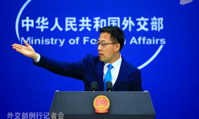 တရုတ်နိုင်ငံ နိုင်ငံခြားရေးဝန်ကြီးဌာန ပြောရေးဆိုခွင့်ရှိသူ ကျောက်လိကျန်းအား မေ ၁၃ရက် ပုံမှန်သတင်းစာရှင်းလင်းပွဲတွင် တွေ့ရစဉ် (ဓါတ်ပုံ- တရုတ်နိုင်ငံ နိုင်ငံခြားရေးဝန်ကြီးဌာန ဝဘ်ဆိုက်)