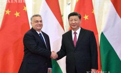 တရုတ်နိုင်ငံ သမ္မတ ရှီကျင့်ဖိန်နှင့် ဟန်ဂေရီနိုင်ငံ ဝန်ကြီးချုပ် Viktor Orban တို့ ၂၀၁၉ ခုနှစ် ဧပြီ ၂၅ ရက်က တရုတ်နိုင်ငံ၌ တွေ့ဆုံစဉ် (ဆင်ဟွာ)