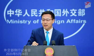 တရုတ်နိုင်ငံ နိုင်ငံခြားရေးဝန်ကြီးဌာန ပြောခွင့်ရပုဂ္ဂိုလ် ကျောက်လိကျန်းအား မေ ၂၆ ရက်ကပြုလုပ်သောသတင်းစာရှင်းလင်းပွဲတွင် တွေ့ရစဉ် (ဓာတ်ပုံ-တရုတ်နိုင်ငံခြားရေးဝန်ကြီးဌာန)