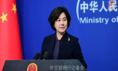 တရုတ်နိုင်ငံ နိုင်ငံခြားရေးဝန်ကြီးဌာန ပြောရေးဆိုခွင့်ရှိသူ ဟွာချွန်းရင်အား မေ ၆ ရက် ပုံမှန်သတင်းစာရှင်းလင်းပွဲတွင် တွေ့ရစဉ် (ဓါတ်ပုံ- တရုတ်နိုင်ငံ နိုင်ငံခြားရေးဝန်ကြီးဌာန ဝဘ်ဆိုက်)