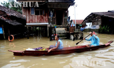 ၂၀၁၈ ခုနှစ် တွင် ကရင်ပြည်နယ် ဘားအံမြို့တွင် ရေကြီးမှု တစ်ခုအားတွေ့ရစဉ် (ဆင်ဟွာ)