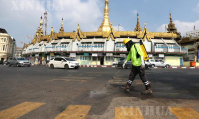 ရန်ကုန်မြို့လယ်၌ ပိုးသတ်ဆေးဖျန်း ဆောင်ရွက်မှု တစ်ခုအား တွေ့ရစဉ်(ဆင်ဟွာ)