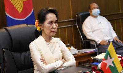 ၃၆ ကြိမ်မြောက် အာဆီယံထိပ်သီးအစည်းအဝေးသို့ ပါဝင်တက်ရောက်ခဲ့သည့် နိုင်ငံတော်၏ အတိုင်ပင်ခံပုဂ္ဂိုလ် ဒေါ်အောင်ဆန်းစုကြည်အား တွေ့ရစဉ်(ဓာတ်ပုံ - Myanmar State Counsellor Office)