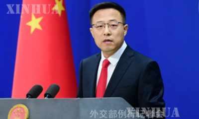 တရုတ်နိုင်ငံ နိုင်ငံခြားရေးဝန်ကြီးဌာန ပြောခွင့်ရပုဂ္ဂိုလ် ကျောက်လိကျန်းအား‌ ဇူလိုင် ၁ ရက်က ပုံမှန်သတင်းစာရှင်းလင်းပွဲ၌ တွေ့ရစဉ် (ဆင်ဟွာ)