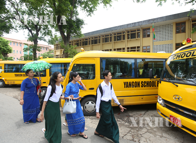 ၂၀၁၈ ခုနှစ် တွင် ရန်ကုန်မြို့ ရှိကျောင်းကားတစ်ချို့အားတွေ့ရစဉ် (ဆင်ဟွာ)