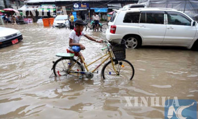 ၂၀၁၈ ခုနှစ်တွင် ရန်ကုန်မြို့တွင် မိုးရွာသွန်းပြီးနောက် ရေကြီးရေလျှံမှုတစ်ခုအားတွေ့ရစဉ် (ဆင်ဟွာ)