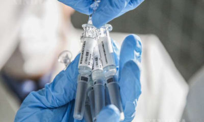 တရုတ်နိုင်ငံ မြို့တော် ပေကျင်းရှိ Sinovac Biotech ကုမ္ပဏီလီမိတက်တွင် COVID-19 ကာကွယ်ဆေး (COVID-19 inactivated vaccine) နမူနာကို ဝန်ထမ်းတစ်ဦးက ပြသနေစဉ် (ဆင်ဟွာ)