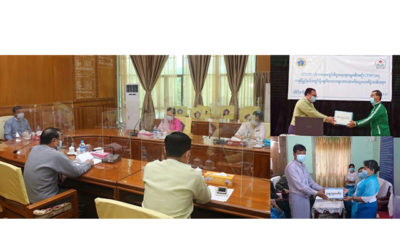 ကချင်ပြည်နယ်နှင့် ကယားပြည်နယ် အတွင်းရှိဂေဟာ/ရိပ်သာများသို့ ထောက်ပံ့ငွေများပေးအပ်ခြင်းကို Online အခမ်းအနားဖြင့် ကျင်းပစဉ်(ဓာတ်ပုံ - Ministry of Social Welfare, Relief and Resettlement Myanmar)