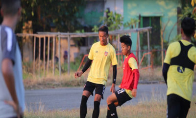 မြန်မာ့လက်ရွေးစင်ဘောလုံးအသင်းလေ့ကျင့်မှုများဆောင်ရွက်နေစဉ် (ဓာတ်ပုံ--MFF)