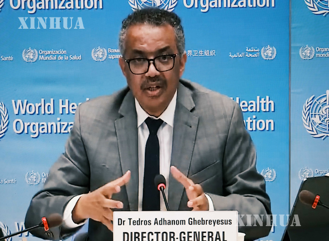 ကမ္ဘာ့ကျန်းမာရေးအဖွဲ့ (WHO) ညွှန်ကြားရေးမှူးချုပ် Tedros Adhanom Ghebreyesus ကို တွေ့ရစဉ် (ဆင်ဟွာ)