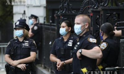 အမေရိကန်နိုင်ငံ နယူးယောက်မြို့၌ ကင်းလှည့်နေသော ရဲတပ်ဖွဲ့ဝင်များအား ဇွန်လ နှင့် ဩဂုတ်လအတွင်းက တွေ့ရစဉ်(ဆင်ဟွာ)