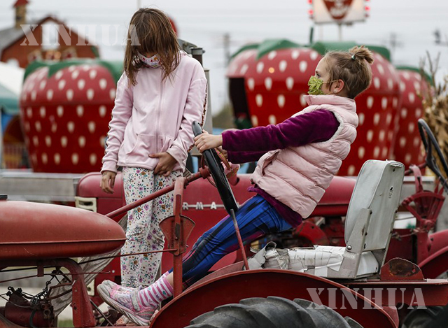 အမေရိကန်နိုင်ငံ အီလီနွိုက်ပြည်နယ် လင်ကွန်းရှိုင်းယားမြို့ရှိ ဖရုံသီးပွဲတော်တွင် ဆော့ကစားနေသည့် ကလေးငယ်များကို တွေ့ရစဉ် (ဆင်ဟွာ)
