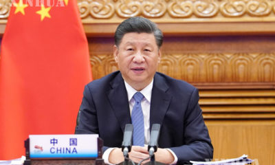 တရုတ်သမ္မတရှီကျင့်ဖိန်က ၁၅ ကြိမ်မြောက် G20 ထိပ်သီးအစည်းအဝေးကို ပေကျင်းမြို့မှနေ၍ ဗီဒီယိုလင့်မှတစ်ဆင့် နိုဝင်ဘာ ၂၁ ရက်တွင် တက်ရောက် မိန့်ခွန်းပြောကြားနေစဉ်(ဆင်ဟွာ)