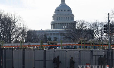 အမေရိကန်နိုင်ငံ Capitol လွှတ်တော်အဆောက်အဦ မလှမ်းမကမ်းတွင် ပစ်ခတ်မှုဖြစ်ပွားပြီးနောက် လွှတ်တော်အား လုံခြုံရေးတပ်ဖွဲ့များချ၍ lockdown ပြုလုပ်ထားသည်ကို ၂၀၂၁ ခုနှစ် ဇန်နဝါရီ ၁၈ ရက်က တွေ့ရစဉ်(ဆင်ဟွာ)