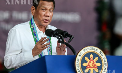 ဖိလစ်ပိုင်နိုင်ငံ Quezon မြို့တွင် ၂၀၁၉ ခုနှစ် ဒီဇင်ဘာ ၁၇ ရက်တွင် ပြုလုပ်သည့် ၈၄ နှစ်မြောက် ဖိလစ်ပိုင်လက်နက်ကိုင်တပ်ဖွဲ့နေ့(AFP) အခမ်းအနားတွင် မိန့်ခွန်းပြောကြားနေသော ဖိလစ်ပိုင် သမ္မတဒူတာတေးအား တွေ့ရစဉ်(ဆင်ဟွာ)