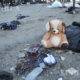 အီရတ်နိုင်ငံဘဂ္ဂဒတ်မြို့ရှိဈေးတစ်ခုတွင် ၂၀၂၁ ခုနှစ် ဇန်နဝါရီ ၂၁ရက်က အသေခံဗုံးခွဲတိုက်ခိုက်မှုကြောင့် အပျက်အစီးပုံအားတွေ့ရစဉ်(ဆင်ဟွာ)