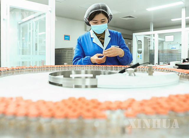 တရုတ်နိုင်ငံ ပေကျင်းမြို့ရှိ တရုတ်ဇီဝဆေးဝါးထုတ်လုပ်ရေးကုမ္ပဏီတွင် Sinovac Biotech ကိုဗစ်ကာကွယ်ဆေးများ ထုတ်ပိုးနေသည်ကို ၂၀၂၀ ပြည့်နှစ် ဒီဇင်ဘာ ၂၃ ရက်က တွေ့ရစဉ်(ဆင်ဟွာ)